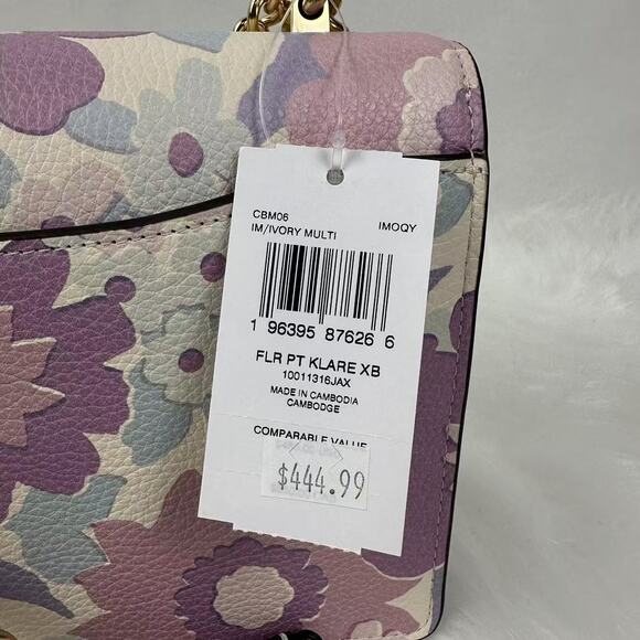 Coach Klare Crossbody Bag With Floral Print In Leather/Ivory Multi CBM06 NWT - Picture 5 of 9